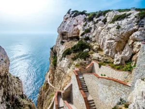 A stairway that leads to the Neptune's Grotto which is near Alghero