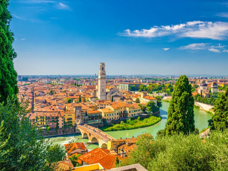 Picture over Verona and the Bridge Ponte Pietra