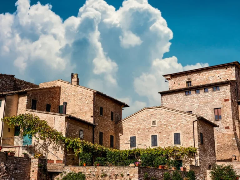 Stone houses in Spello, a medieval town in Italy