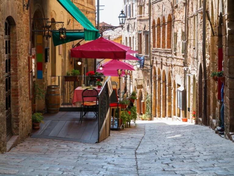 Street in Volterra town, Italy