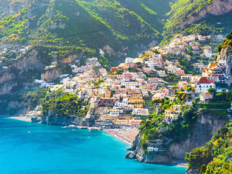 View of Positano on the coast of Italy