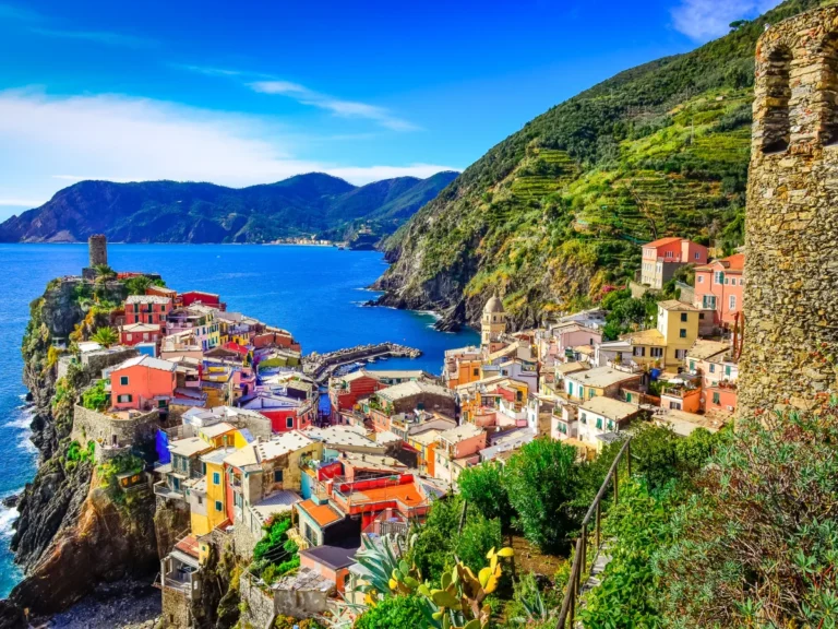 View of the sea from the top of Vernazza in Italy