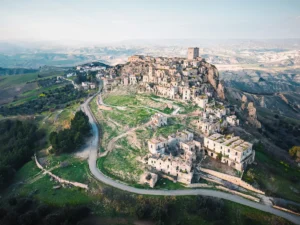 Aerial view of Craco in Italy