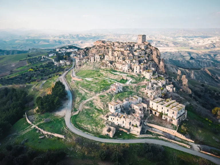Aerial view of Craco in Italy