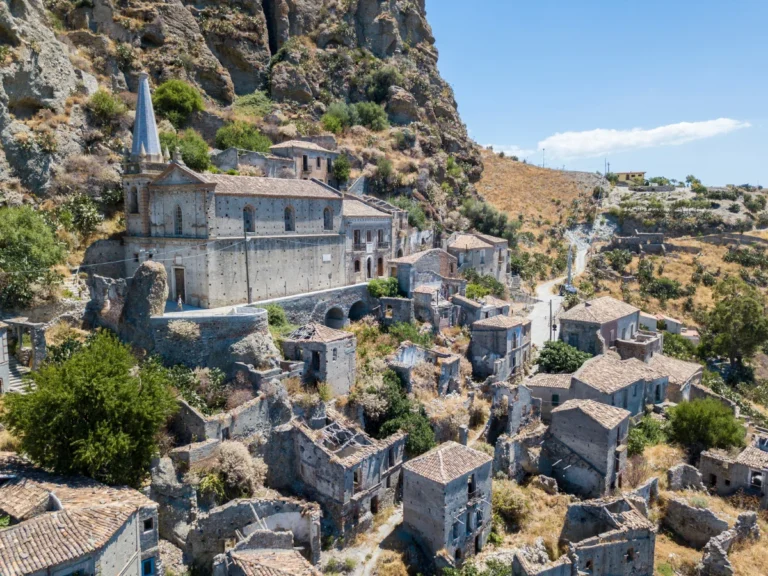 Church in Pentedattilo, a ghost town in Italy