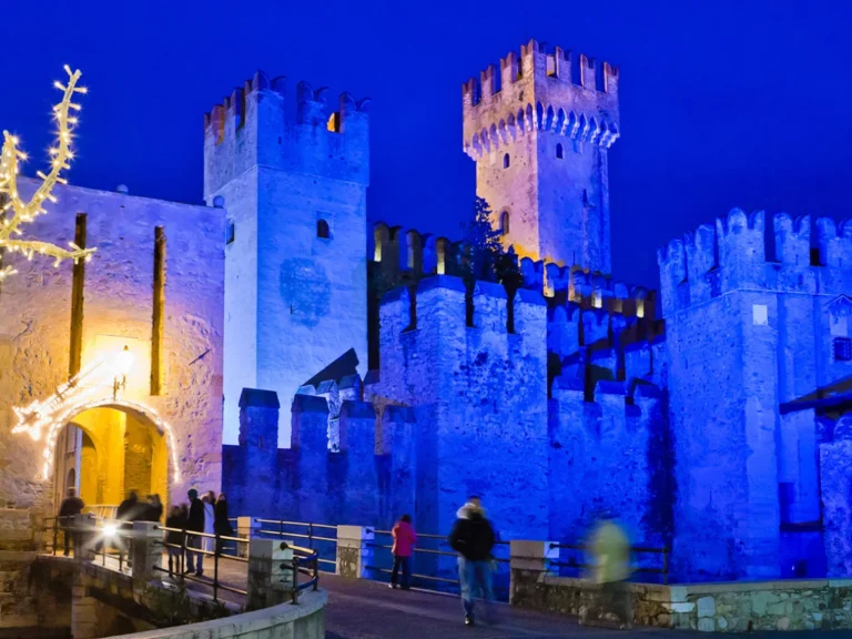 Scaligero Castle in Sirmione during Christmas time